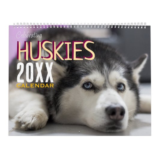Husky-Hunde feiern - Wandkalender 2027 (Titelbild)