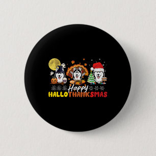 Husky-Hundefan Frohes Hallothanksmas Frohes Hallow Button