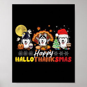 Husky-Hundefreund Frohes Hallothanksmas Frohes Hal Poster