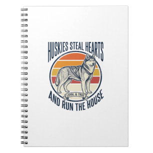 Husky-Hundefreund Vintage-Gravur Lustiger Haustier Notizblock