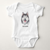 Husky-Hundehaustier-Aquarell Baby Strampler (Vorderseite)