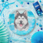 Husky-Hundehaustier-Aquarell Pappteller (Party)