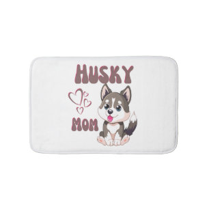 Husky-Hundemama Kawaii Welpe Cute Lustiges Design  Badematte