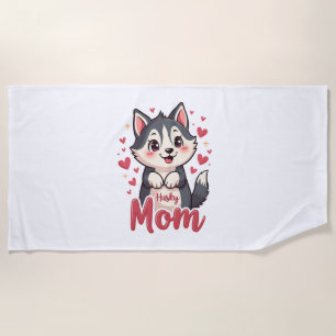 Husky-Hundemama Süßes Kawaii-Design Strandtuch