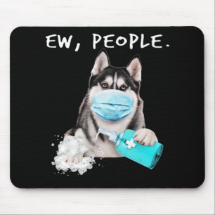 Husky-Husky-Hunde tragen ein Gesichtsmasken-Gesche Mousepad
