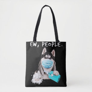 Husky-Husky-Hunde tragen ein Gesichtsmasken-Gesche Tasche
