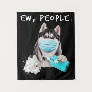 Husky-Husky-Hunde tragen ein Gesichtsmasken-Gesche Wandteppich