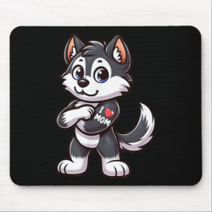 Husky I Liebe Mama Funny Dog Tattoo Mousepad