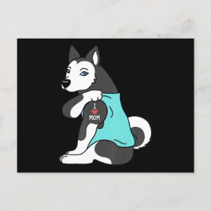 Husky   Ich liebe Mama Tattoo Husky Lustiger Mutte Feiertagspostkarte
