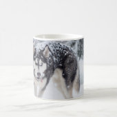 Husky im Schnee Kaffeetasse (Mittel)