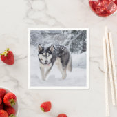 Husky im Schnee Serviette (Beispiel)