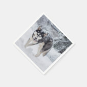 Husky im Schnee Serviette (Ecke)