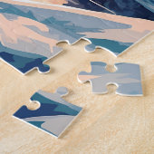 Husky im Schneewald an einem See bei Sonnenunterga Puzzle (Seite)