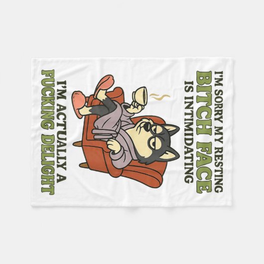 Husky I'm Sorry My Resting Face Is Intimidating Fleecedecke (Vorderseite (Horizontal))