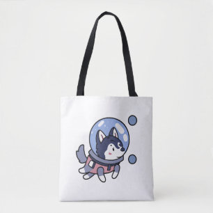 Husky im Weltraum Welpen Hund Lover Retro Tasche
