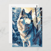 Husky im Winter in einem Schneewald Postkarte (Vorne/Hinten)