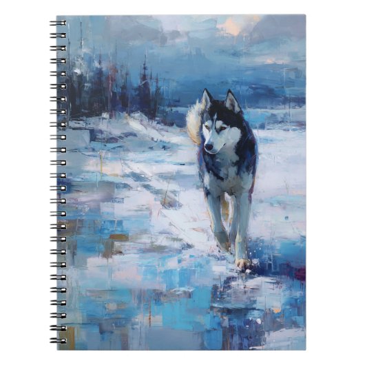 Husky im Winter Landscape Notebook Notizblock (Vorderseite)