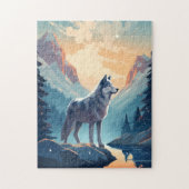 Husky in den schneebedeckten Bergen bei Sonnenunte Puzzle (Vertikal)