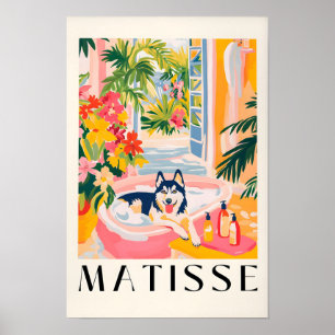 Husky in der Badewanne, lustige Badezimmer-Vanity- Poster