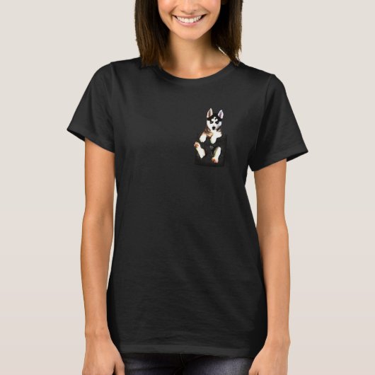 Husky in Pocket T-Shirt (Vorderseite)