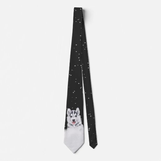 Husky in Snowflakes Neck Tie Krawatte (Vorderseite)