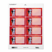 Husky in Weihnachtsmannmütze auf Rot (Vorne)