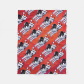 Husky in Weihnachtsmannmütze auf Rot Fleecedecke (Vorderseite)