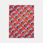 Husky in Weihnachtsmannmütze auf Rot Fleecedecke (Vorderseite)