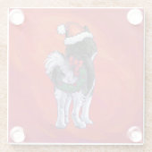 Husky in Weihnachtsmannmütze auf Rot Glasuntersetzer (Rückseite)