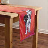 Husky in Weihnachtsmannmütze auf Rot Kurzer Tischläufer (Beispiel)