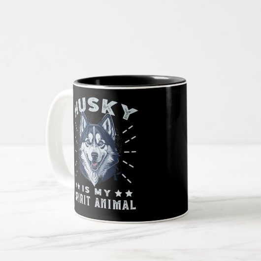 Husky ist mein Geist Tier Majestic Husky Hund Zweifarbige Tasse (Vorderseite Links)