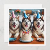 Husky-Karte, Husky-Fotokarte, Husky-Hund-Geburtsta Einladung (Vorne/Hinten)