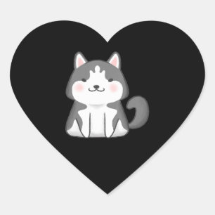 Husky   Kawaii Siberian Husky Dog Japanischer Anim Herz-Aufkleber