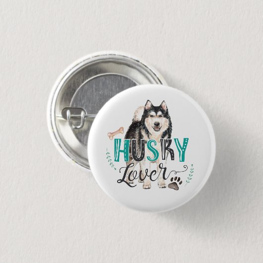 Husky Lover Button (Vorne & Hinten)