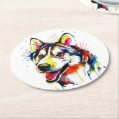 Husky Lovers Stone Untersetzer| Lover Stone Unters Runder Pappuntersetzer (Angewinkelt)