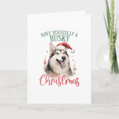 Husky lustige Weihnachtsfeiertage Feiertagskarte (Vorderseite)