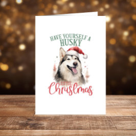 Husky lustige Weihnachtsfeiertage Feiertagskarte