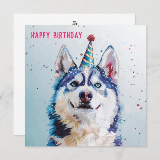 Husky / Malamute Geburtstagskarte (Vorne/Hinten)