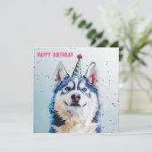 Husky / Malamute Geburtstagskarte (Stehend Vorderseite)