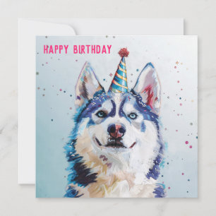 Husky / Malamute Geburtstagskarte