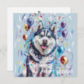 Husky / Malamute Geburtstagskarte (Vorne/Hinten)