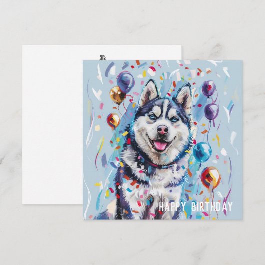 Husky / Malamute Geburtstagskarte (Vorne/Hinten)