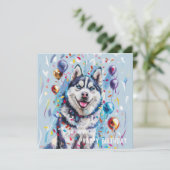 Husky / Malamute Geburtstagskarte (Stehend Vorderseite)