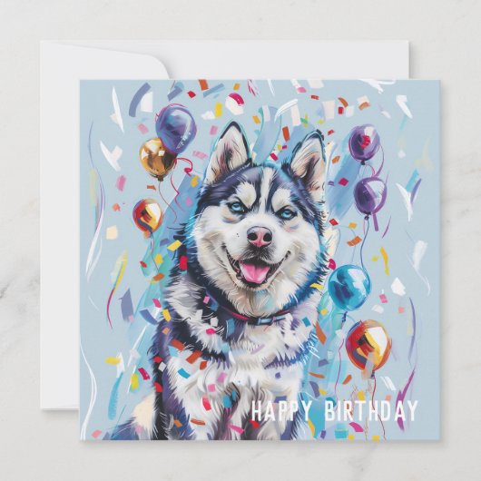 Husky / Malamute Geburtstagskarte (Vorderseite)