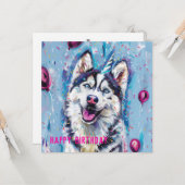 Husky / Malamute Geburtstagskarte Karte (Vorderseite/Rückseite Beispiel)