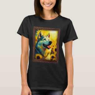 Husky-Malerei Sonnenblume-Blume-Mutter-Frauen-Blum T-Shirt