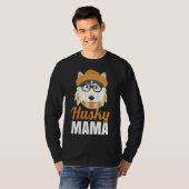 Husky Mama Dog Eigentümer Hat Glasses Scarf Mama T-Shirt (Vorne ganz)