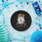 Husky-Mama | Leopard Print Hund Liebhaber Geschenk Pappteller (Party)
