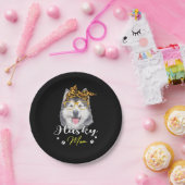 Husky-Mama | Leopard Print Hund Liebhaber Geschenk Pappteller (Party)