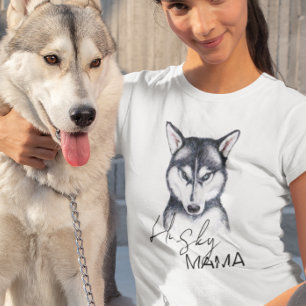 Husky Mama Niedlich Watercolor Dog Liebhaber T-Shirt